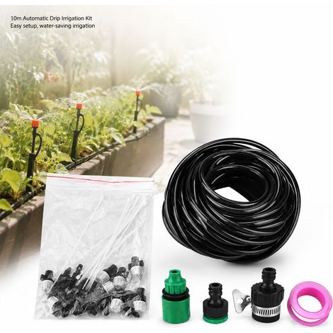 Kit di irrigazione Toivize da 10 m - ABS - Sistema di irrigazione a goccia automatico per serre e piante con raccordi (1/4)