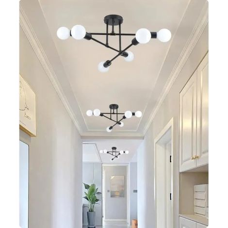 U-do 3pcs Lustre Industriel, 6 Lumières Plafonnier Luminaire Vintage en Métal Réglable Suspension E27 Éclairage Rétro pour Salon (1/4)