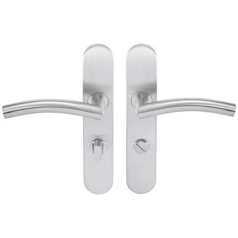 1 Paire Poignées sur plaque Inox Tempo Disco pour porte intérieure 228x43mm sans clé (1/3)