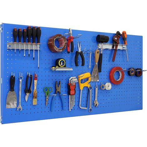 SimonRack Panneau Mural Perforé Porte-Outils avec 25 Crochets – 600x1200x35 mm – Acier Blu – Simonwork