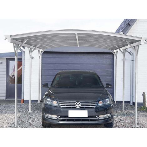 HOME DELUXE - Design Carport - FALO, Weiß - Maße: 505 x 300 x 226 / 240 cm - inkl. Montagematerial I Autoüberdachung Garage Unterstand Garage Einzelcarport Unterstand Aluminium (1/7)