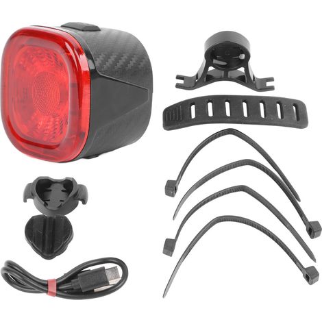 Feu arrière vélo intelligent sans marque modèle compact détecteur de freinage LED haute luminosité rechargeable USB étanche IPX6 (1/5)