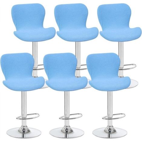 Set of 6 curved, sky blue swivel stool covers, 40 x 30 x 30 cm, low-back bar stool covers, suitable for counters/kitchens (1/5)