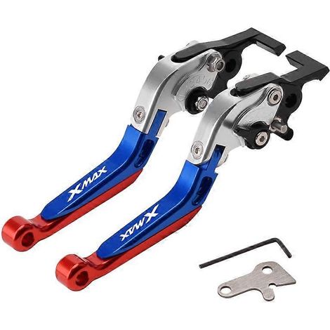 Convient aux Yamaha XMAX300/125/250 de 18 à 24 ans : guidon de frein modifié avec klaxon de stationnement et frein à main (modèles 23 à 24, argent, bleu, rouge). (1/5)