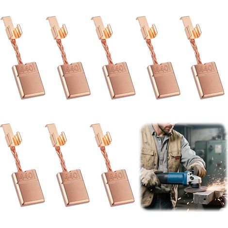 8PCS Charbons Moteur 18V, Brosse à Charbon de Remplacement, Charbon CB440 pour Perceuse Visseuse, Balai de Charbon Moteur et Balais de Charbon en Cuivre pour Outils Électriques (1/5)