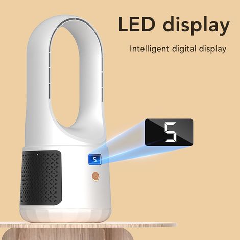 Ventilatore da scrivania USB senza pale Toivize, 6 velocità, funzionamento silenzioso con indicatore di potenza, portatile per casa e ufficio, bianco (1/4)