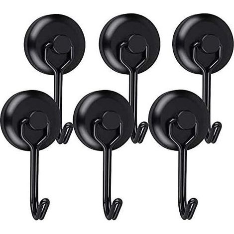 Powerful Magnetic Hook, Neodymium Black Fridge Magnet, Swivel Magnet Hook, Magnetic Hooks for Kitchen, Dishcloth, Board, 6pcs (1/5)