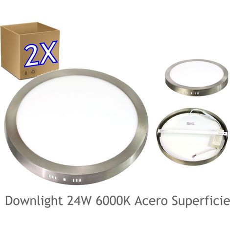 Jandei - 2xDownlight led 24W 6000ºK redondo superficie acabado acero Downlight y Plafones LED