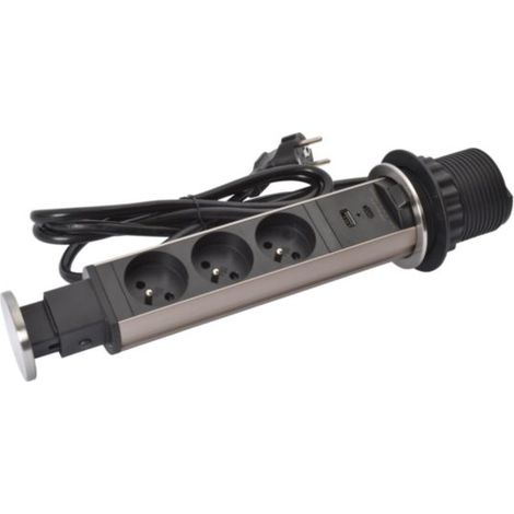 TOWER 60 INCARA Ø60MM 3 PRESE 2P+T + 1 CARICATORE USB TYPE-A + TYPE-C (1/5)