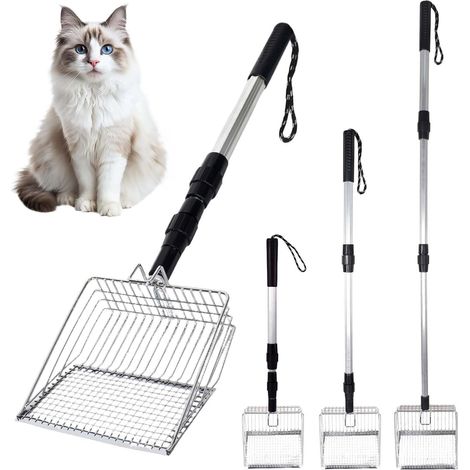 Pelle à Déjections de Poulet, Accessoires pour Poulailler, Pelle Tamis pour Poulailler, Manche Télescopique Réglable, Pelles pour Nettoyer Poulaillers, Litières de Chats et Petits Animaux (1/5)