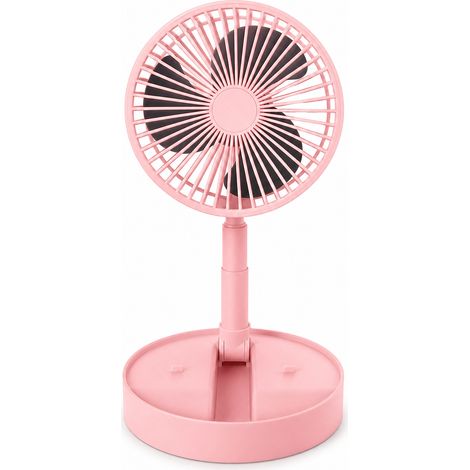 Portable foldable and telescopic USB fan pink 3 speeds 1200 mAh (1/5)