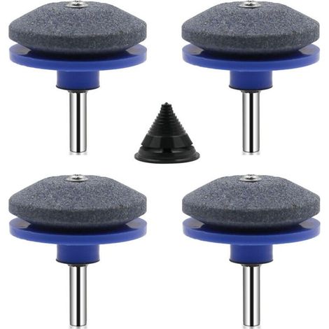 4 Pièces Affuteur Lame Tondeuse Gazon Universel Aiguiseur de Tondeuse Accessoires pour Tondeuses avec 1Pcs Kit D'équilibrage de Lame,(bleu) (1/4)