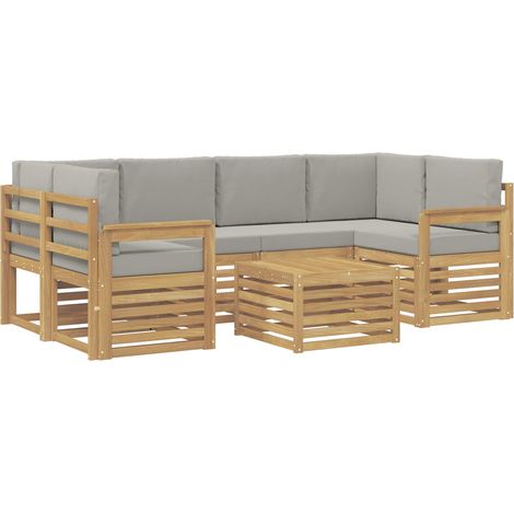 Set di divani da esterno 7 pz Bianco e Grigio Chiaro Poliestere vidaXL (1/5)