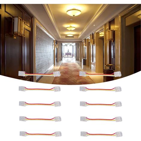 Anschluss für 3-poligen COB-LED-Streifen, 10-mm-Funkclip, mit Kabel, lötfreiem Adapter und Verlängerung zum Anschluss des LED-Streifens. (1/5)