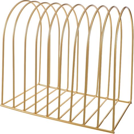 Étagère de Bureau en Métal Doré Grand Modèle Semi-Circulaire Bibliothèque de Bureau Compacte à Plusieurs Niveaux pour Organisation Optimale Support de Rangement Mobile et Espace (1/5)