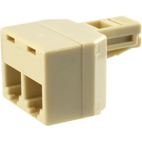 Adattatore doppio 1 maschio - 2 femmine - avorio, KRANG.