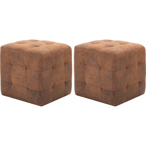 Pouf 2 Stk. Braun 30x30x30 cm Wildleder-Optik