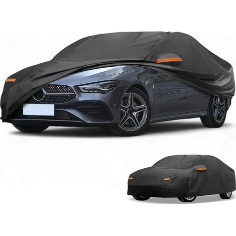 All Weather Waterproof Car Cover for Outdoor Use, Anti-UV Sun and Rain Protection for Cla 2013-2025 190T-Pu Black with Zipper (1/5)