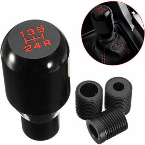 Pommeaux de Leviers de Vitesse, Universel 5 Vitesses Pommeau de Vitesse, Métal de Manuel Levier de Vitesse avec 3 Adaptateurs 8mm 10mm 12mm pour Les Voitures Manuelles-Noir (1/4)