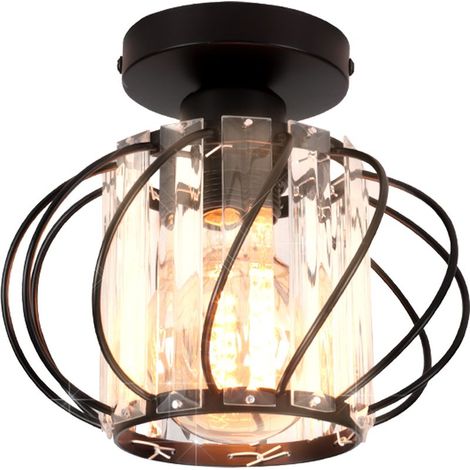 Plafonnier En Verre Lampe De Plafond En Cristal Lustre Moderne Noir Plafonnier Créatif E27 Pour Couloir Bureau Cuisine Balcon Salon (1/5)