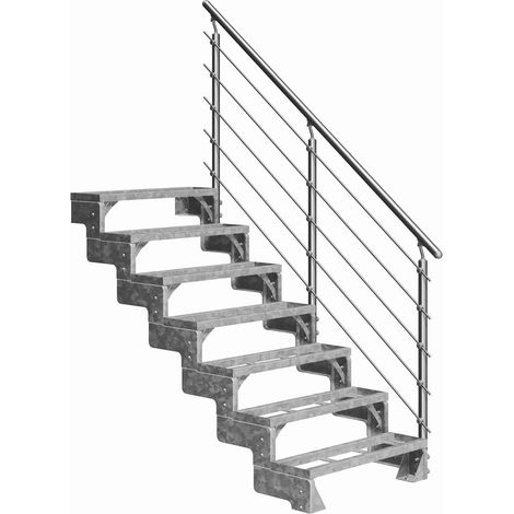 Dolle Außentreppe Gardentop 126-154cm Geschosshöhe mit Einlegerahmen 100cm breit mit Prova-Geländer