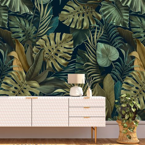 Papier peint panoramique - Feuilles tropicales - 510 cm x 255 cm (1/4)