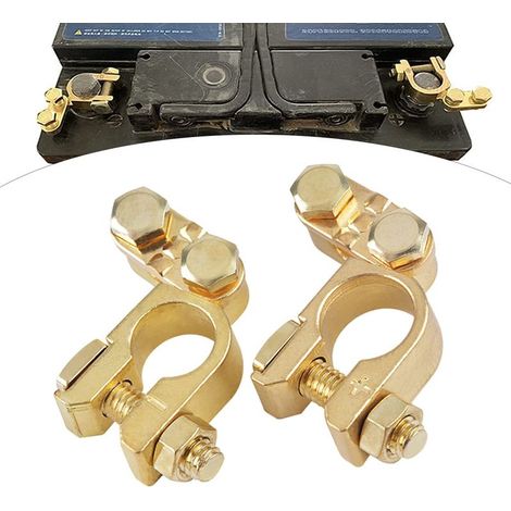 1 Paire Cosse Batterie Bornes de Batterie de Voiture Pinces Connecteurs de Batterie Connecteur de Pince Cosse Battery Terminal 12V/24V en Laiton pour Automobile Moto Bateau Camion Caravane (1/5)