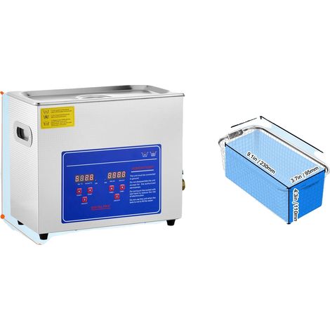 Nettoyeur Ultrasonique, Construction en Acier Inoxydable, Panneau de Contrôle Numérique, 6L (1/2)