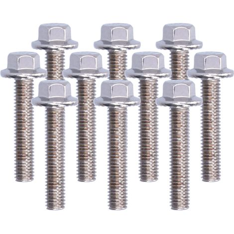 Lot de 10 vis à tête hexagonale avec rondelle intégrée en acier inoxydable AISI 304, filetage métrique M5, longueurs disponibles : 10 mm, 12 mm, 16 mm, 20 mm, 25 mm, 30 mm, 35 mm, 40 mm