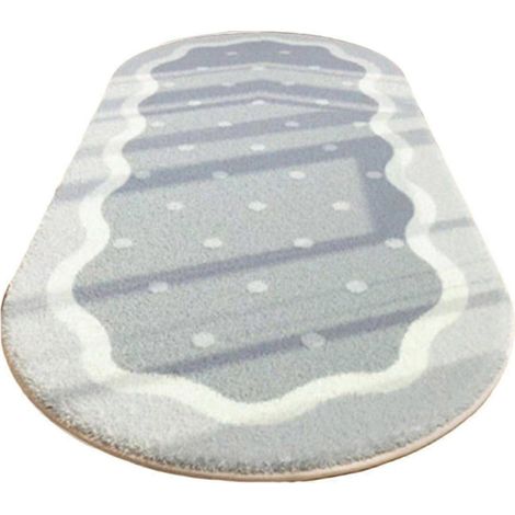 Tapis ovale doux et duveteux, antidérapant, pour chambre à coucher, couloir de décoration moderne, en polyester, 40 x 80 cm (1/4)