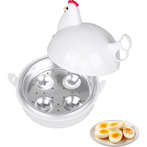 Eierkocher für die Mikrowelle, Eierkocher für pochierte Eier, Aluminiumeinsatz für 4 Eier, wiederverwendbar, BPA-frei, antihaftbeschichtet. (1/5)