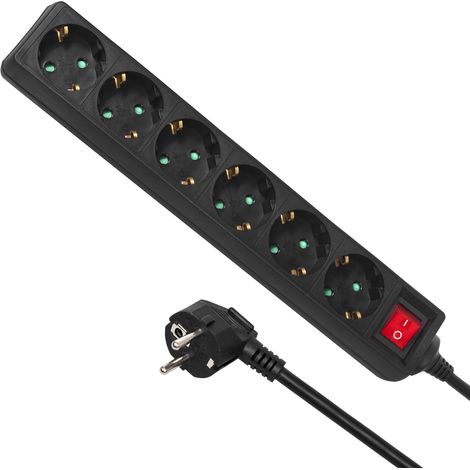 Maclean MCE195G multipresa ciabatta a 6 prese spina schuko 3500 W montaggio a parete interruttore (1/4)
