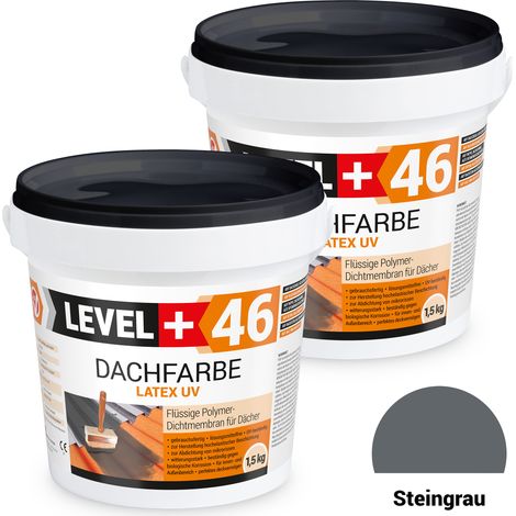 LEVEL+ Dachfarbe Sockelfarbe elastische Dicht-Polymermembrane L+46 STEINGRAU - 3KG
