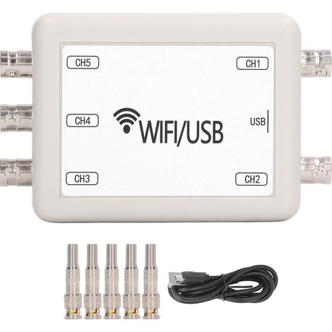 Oscilloscope virtuel WIFI USB 5 canaux Portable PC téléphone Portable 0Hz 250kHz plage de fréquence 1MHz taux d'échantillonnage (1/5)