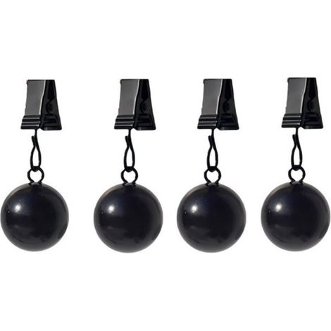 Pinzas para manteles, Paquete de 4, Tamaño M (2,5 × 2,5 × 6 cm), Pesas/perchas para manteles, picnics y reuniones familiares, Color negro (1/5)