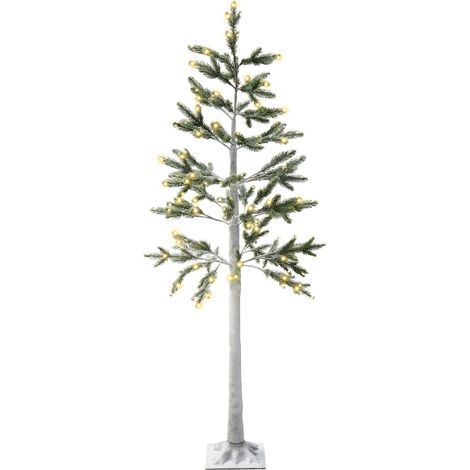 Albero di Natale artificiale per esterni e interni con luci LED preilluminato in stile scandinavo innevato PE 180 cm Bianco Albioni (1/5)