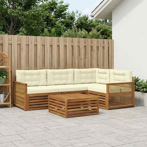 vidaXL Outdoor-Sofagarnitur mit Kissen 5 pcs Natur und Creme (1/5)