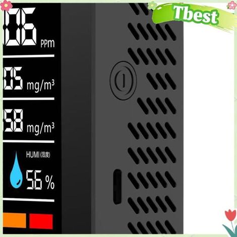 Tbest compteur HCHO Détecteur de formaldéhyde capteur TVOC CO2 PM2.5 température humidité quincaillerie detecteur 5 en 1 Noir (1/5)