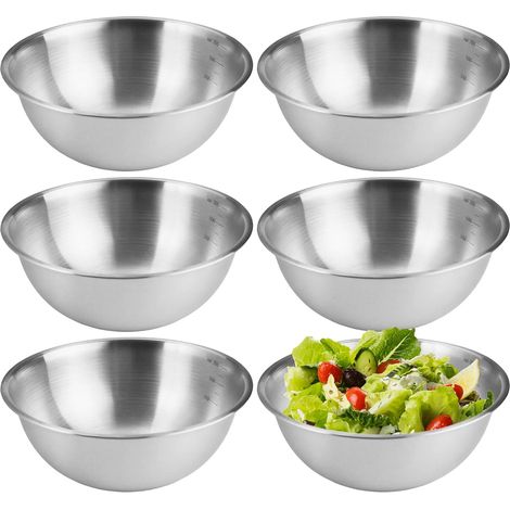 6 Cul de poule, Acier inoxydable 304, Bord anti-goutte, Empilable, Diamètre 17 cm, Cuisine, Pâtisserie
