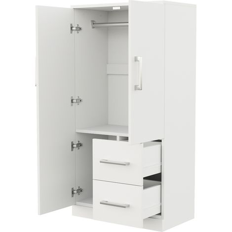 Armoire enfant 70 x 40 x 135 cm blanche avec double porte, tiroirs et rangements (1/5)