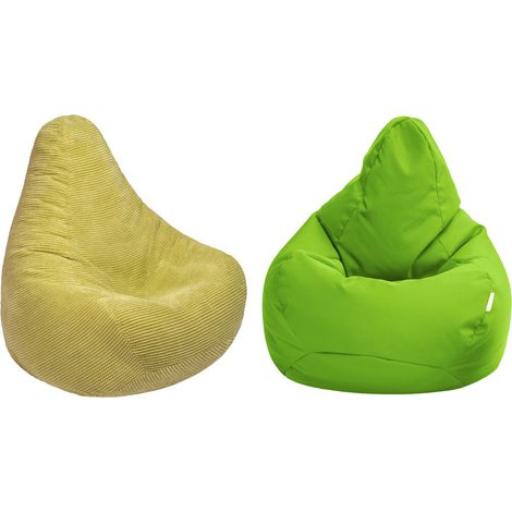 Loft 25 - Gaming-Sitzsack fürs Wohnzimmer, Zwei Sitzsäcke mit hoher Rückenlehne für Erwachsene, Liegender Sitzsack mit Füllung aus Polystyrolperlen - Limette (1/5)