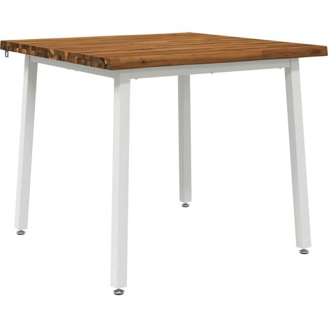 vidaXL 90 x 90 x 75 cm Madera de Acacia Sólida Natural y Blanco (1/2)