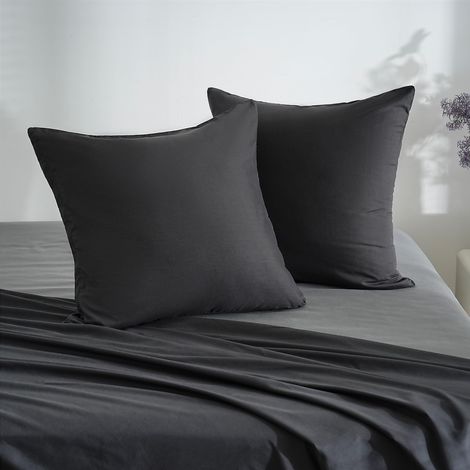 18 Couleurs Lot 2 Taie d'oreiller 60x60 cm Noir Housse Oreiller Coussin pour Canapé Lit Fermeture Éclair Anti-Acariens Hypoallergénique Protège Oreiller Zip Microfibre (1/5)