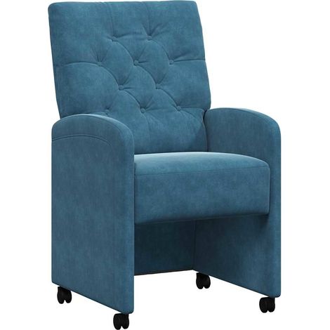 Maison Exclusive - Esszimmerstühle mit Rollen 2 pcs Blau 58 x 67