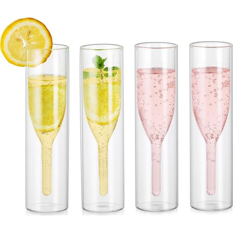 Flûtes Champagne Double Paroi en Verre Borosilicate – 4 pcs