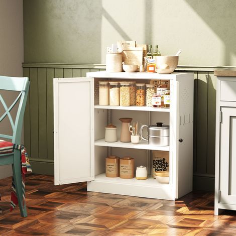 Mobile contenitore adatto per cucina/bagno, ripiani regolabili, 88×70×35 cm, metallo, bianco (1/5)
