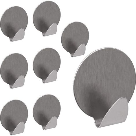 HOXILEELEO - Gancio adesivo in acciaio inox, set di 8 ganci autoadesivi - porta salviette senza foratura, ideale per bagni, cucine, corridoi, ecc (1/5)