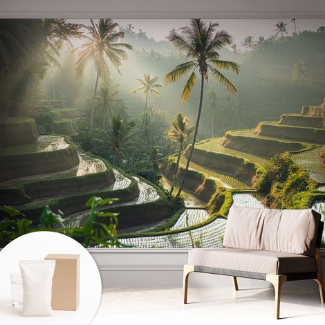 Tapete Vliestapete mit Kleber - modernes Design - Wohnungsdeko - geruchslos - langlebig Paradiesische Terrassen 312x219 cm (1/5)