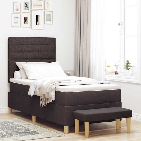 Boxspringbett mit Kopfteil Dunkelbraun 200 x 90 cm Stoff