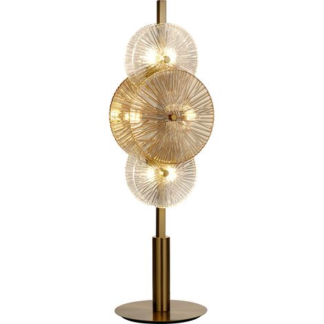 Lampe à poser 6L Bronze et verre claire et ambré Hauteur 66cm (1/4)